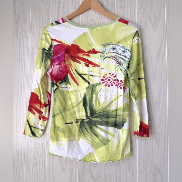 Lior Paris Multicolor Floral Print Stretchy Blouse Top Size Large EUC - Picture 4 of 4